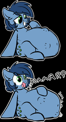 Size: 1788x3288 | Tagged: safe, artist:mulberrytarthorse, oc, oc only, oc:huckleberry bleu, earth pony, pony, belly, burp, fetish, male, open mouth, simple background, solo, transparent background, vore