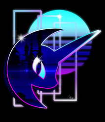 Size: 600x700 | Tagged: safe, artist:ii-art, nightmare moon, pony, g4, female, looking at you, nightmare night, retrowave, solo