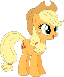 Size: 1024x1229 | Tagged: safe, artist:ra1nb0wk1tty, applejack, earth pony, pony, g4, applejack's hat, cowboy hat, female, hat, mare, open mouth, simple background, smiling, solo, standing, transparent background