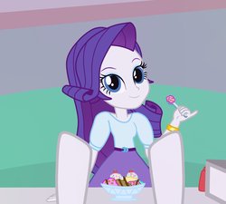 Size: 942x848 | Tagged: safe, artist:tabrony23, rarity, human, pony, unicorn, equestria girls, g4, belt, blouse, bracelet, bust, clothes, cute, female, female pov, fingers, food, hand, holding, hooves, human ponidox, ice cream, jewelry, long hair, looking at self, looking at you, mare, offscreen character, offscreen female, pov, raribetes, self ponidox, show accurate, skirt, spoon, teenager
