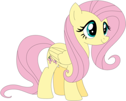 Size: 1024x828 | Tagged: safe, artist:ra1nb0wk1tty, fluttershy, pegasus, pony, g4, female, folded wings, simple background, smiling, solo, standing, transparent background, wings