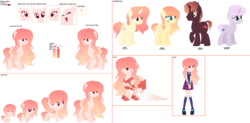 Size: 2344x1155 | Tagged: safe, artist:venomns, oc, oc only, oc:amber, oc:dusk, oc:lavender, oc:soleil, pegasus, pony, unicorn, equestria girls, g4, 5-year-old, baby, baby pony, clothes, dress, female, filly, male, mare, reference sheet, simple background, stallion, transparent background