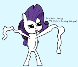 Size: 798x690 | Tagged: safe, artist:artiks, derpibooru exclusive, rarity, g4, female, gum, simple background, solo, superhero, wat, what has science done