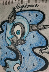 Size: 533x783 | Tagged: safe, artist:emositecc, nightmare moon, pony, g4, female, solo, traditional art