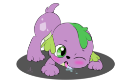 Size: 1024x675 | Tagged: safe, artist:emositecc, spike, spike the regular dog, dog, equestria girls, g4, baby, baby spike, cute, licking, male, puppy, simple background, solo, spikabetes, tongue out, transparent background