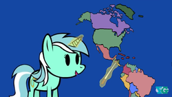 Size: 1280x720 | Tagged: safe, artist:yoshigreenwater, lyra heartstrings, pony, unicorn, g4, animaniacs, el salvador, female, geography, magic, map, pointer, political map, solo, telekinesis