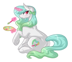 Size: 3777x3257 | Tagged: safe, artist:amazing-artsong, oc, oc only, oc:brushing heart, pony, commission, high res, magic, simple background, solo, telekinesis, transparent background