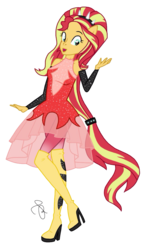 Size: 1188x2048 | Tagged: safe, artist:ilaria122, sunset shimmer, equestria girls, equestria girls specials, g4, my little pony equestria girls: better together, my little pony equestria girls: forgotten friendship, alternate hairstyle, clothes, dress, faic, female, heart eyes, open mouth, ponied up, simple background, solo, super ponied up, transparent background, wingding eyes