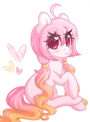 Size: 2686x3626 | Tagged: safe, artist:fluffymaiden, oc, oc only, oc:sakura sunrise, pony, heart, heart eyes, high res, sitting, solo, wingding eyes