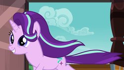 Size: 1920x1080 | Tagged: safe, screencap, starlight glimmer, pony, unicorn, g4, uncommon bond, excited, female, happy, mare, running, solo, windswept mane