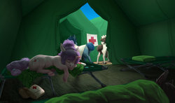 Size: 1023x601 | Tagged: safe, artist:omtay, oc, oc only, nurse, sleeping, tent