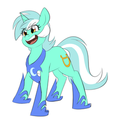 Size: 707x750 | Tagged: safe, artist:cosmalumi, lyra heartstrings, pony, unicorn, g4, clothes, female, mare, shoes, simple background, smiling, solo, white background