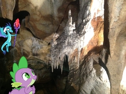 Size: 1021x763 | Tagged: safe, artist:didgereethebrony, princess ember, spike, dragon, g4, australia, cave, cave formation, jenolan caves