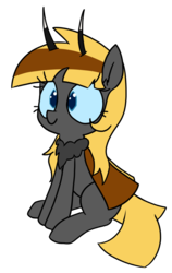 Size: 840x1329 | Tagged: safe, artist:wafflecakes, oc, oc only, oc:hexferry, mothpony, original species, pony, chest fluff, colored pupils, cute, female, mare, ocbetes, simple background, sitting, smiling, solo, transparent background