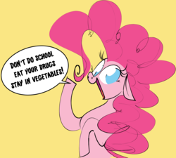 Size: 2292x2067 | Tagged: safe, artist:hattsy, pinkie pie, earth pony, pony, g4, dialogue, female, high res, public service announcement, solo, wat