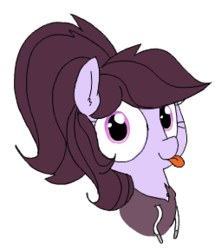 Size: 248x288 | Tagged: safe, artist:wafflecakes, oc, oc only, oc:pillow case, pegasus, pony, :p, bust, clothes, female, hoodie, mare, silly, simple background, solo, tongue out, transparent background