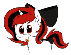 Size: 266x205 | Tagged: safe, artist:wafflecakes, oc, oc only, oc:lilith, :p, blank flank, bow, silly, simple background, tongue out, transparent background