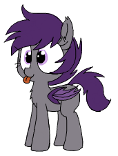 Size: 171x226 | Tagged: safe, artist:wafflecakes, oc, oc only, oc:nolegs, bat pony, simple background, solo, standing, tongue out, transparent background