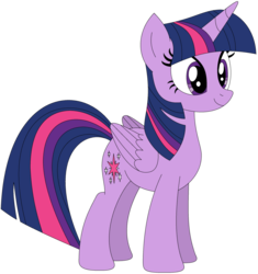 Size: 1024x1091 | Tagged: safe, artist:ra1nb0wk1tty, twilight sparkle, alicorn, pony, g4, blue mane, blue tail, cutie mark, eyelashes, female, horn, long mane, long tail, looking forward, mare, multicolored mane, multicolored tail, pink mane, pink tail, purple mane, purple tail, simple background, smiling, solo, standing, tail, transparent background, twilight sparkle (alicorn), wings
