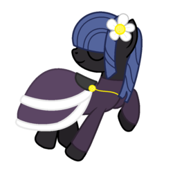 Size: 800x800 | Tagged: safe, artist:peternators, oc, oc only, oc:neigh sayer, earth pony, pony, clothes, dress, female, flower, flower in hair, mare, simple background, solo, transparent background