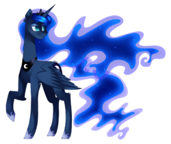 Size: 3953x3329 | Tagged: safe, artist:dazeyruch, princess luna, alicorn, pony, g4, female, high res, long neck, mare, raised hoof, simple background, solo, transparent background