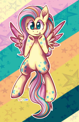 Size: 1024x1588 | Tagged: safe, artist:ratlovera, fluttershy, pegasus, pony, g4, bipedal, cute, female, happy, rainbow power, shyabetes, smiling, solo, spread wings, wings