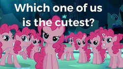 Size: 1200x675 | Tagged: safe, edit, edited screencap, screencap, pinkie pie, g4, too many pinkie pies, bedroom eyes, bronybait, clone, cute, diapinkes, pinkie clone, self ponidox, that cute clone