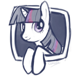 Size: 500x500 | Tagged: safe, artist:clorin spats, twilight sparkle, pony, g4, female, looking at you, mare, simple background, sketch, solo, white background