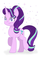Size: 848x1200 | Tagged: safe, artist:chautung, starlight glimmer, pony, unicorn, g4, female, mare, raised hoof, smiling, solo