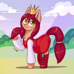 Size: 1920x1920 | Tagged: safe, artist:dsp2003, earth pony, pony, blushing, chest fluff, clothes, crown, ear fluff, female, helen the beautiful, jewelry, mare, ponified, princess, regalia, russian animation