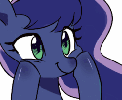 Size: 469x384 | Tagged: safe, artist:dilandau203, princess luna, alicorn, pony, g4, :p, :t, animated, bust, cute, female, lunabetes, mare, silly, silly pony, simple background, smiling, solo, squishy cheeks, tongue out, white background