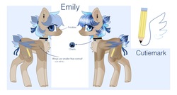 Size: 3260x1744 | Tagged: safe, artist:candycrusher3000, oc, oc only, oc:emily, pegasus, pony, female, mare, reference sheet
