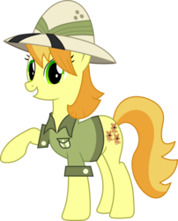 Size: 900x1115 | Tagged: safe, artist:darknisfan1995, teddie safari, earth pony, pony, g4, female, full set, hat, raised hoof, simple background, solo, transparent background