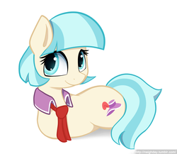 Size: 2118x1835 | Tagged: safe, artist:neighday, coco pommel, earth pony, pillow pony, pony, worm pony, g4, amputee, female, legless, looking at you, ponyloaf, quadruple amputee, simple background, smiling, solo, white background