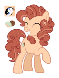 Size: 1500x2000 | Tagged: safe, artist:darlyjay, oc, oc only, oc:lucky cookie, earth pony, pony, cute, cutie mark, eyes closed, female, mare, offspring, parent:cheese sandwich, parent:pinkie pie, parents:cheesepie, raised hoof, simple background, smiling, solo, transparent background
