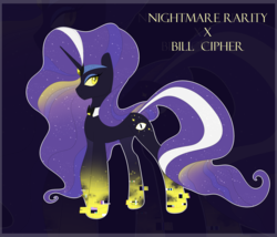 Size: 3500x3000 | Tagged: safe, artist:tigra0118, nightmare rarity, pony, unicorn, g4, bill cipher, crossover, disney, error, ethereal mane, female, fusion, glitch, gravity falls, high res, male, mare, solo, starry mane, zoom layer