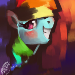 Size: 1000x1000 | Tagged: safe, artist:toisanemoif, rainbow dash, pegasus, pony, g4, bust, female, grin, portrait, smiling, solo