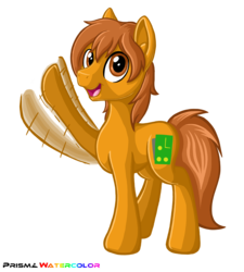 Size: 1500x1669 | Tagged: safe, artist:prismawatercolor, oc, oc only, oc:zip circuit, earth pony, pony, happy, looking at you, male, simple background, smiling, solo, transparent background, waving