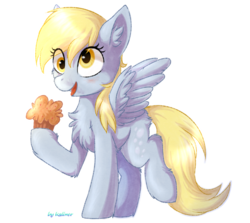 Size: 1853x1653 | Tagged: safe, artist:kaliner123, derpy hooves, pegasus, pony, g4, chest fluff, female, food, hoof hold, mare, muffin, simple background, solo, transparent background