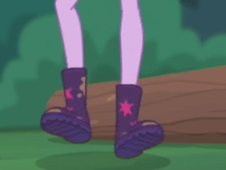 Size: 2048x1536 | Tagged: safe, screencap, sci-twi, twilight sparkle, equestria girls, g4, my little pony equestria girls: better together, stressed in show, stressed in show: fluttershy, boots, legs, log, mud, muddy, pictures of legs, shoes