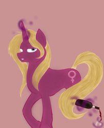 Size: 764x943 | Tagged: safe, artist:zigragirl, oc, oc only, oc:wildrider, pony, unicorn, alcohol, antagonist, bedroom eyes, corrupted, glass, irc, levitation, looking at you, magic, male, simple background, smiling, smirk, solo, stallion, telekinesis, traditional art, wine, wine bottle, wine glass