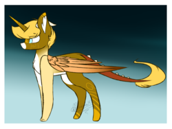 Size: 701x528 | Tagged: safe, artist:pinkdolphin147, oc, oc only, alicorn, pony, augmented tail, colored wings, male, solo
