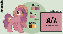 Size: 1595x875 | Tagged: safe, artist:ipandacakes, oc, oc only, oc:ambrosia, pony, unicorn, female, filly, offspring, parent:big macintosh, parent:sugar belle, parents:sugarmac, reference sheet, solo