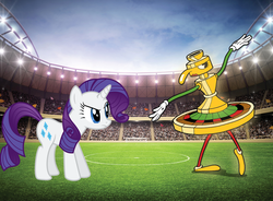 Size: 2000x1473 | Tagged: safe, artist:arcgaming91, rarity, pony, unicorn, g4, crossover, cuphead, fight, pirouletta