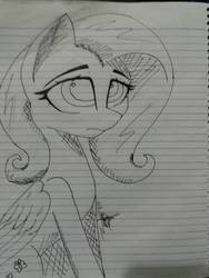 Size: 774x1032 | Tagged: safe, artist:ironbeastz, fluttershy, pony, g4, female, lined paper, monochrome, solo, traditional art