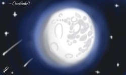 Size: 1280x768 | Tagged: safe, artist:chicofondo, mare in the moon, moon, night, shooting star, stars