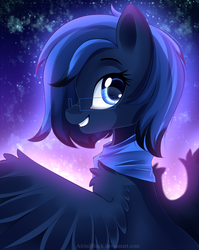 Size: 1724x2171 | Tagged: safe, artist:airiniblock, oc, oc only, pegasus, pony, rcf community, bandana, commission, female, glasses, looking at you, looking back, mare, smiling, solo, wings