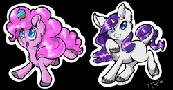 Size: 2290x1195 | Tagged: safe, artist:tabertheraver, pinkie pie, rarity, g4