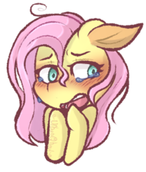 Size: 279x327 | Tagged: safe, artist:urbanqhoul, fluttershy, pegasus, pony, g4, bust, crying, female, floppy ears, looking away, looking sideways, mare, open mouth, portrait, simple background, solo, teary eyes, transparent background