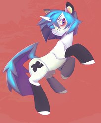 Size: 1277x1567 | Tagged: safe, artist:locksto, oc, oc only, pony, unicorn, cheek puffing, male, rearing, red background, simple background, solo, stallion